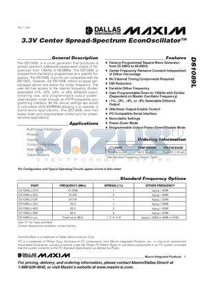 DS1089L datasheet - 3.3V Center SpreadSpectrum EconOscillator