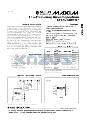 DS1090 datasheet - Low-Frequency, Spread-Spectrum EconOscillator