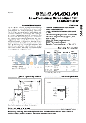DS1090 datasheet - Low-Frequency, Spread-Spectrum EconOscillator