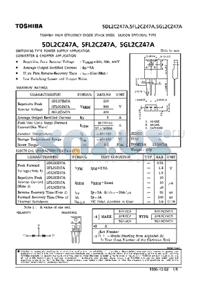 5DL2CZ47A datasheet - HIGH EFFICIENCY DIODE (SWITCHING TYPE POWER SUPPLY, CONVERTER & CHOPPER APPLICATIONS)