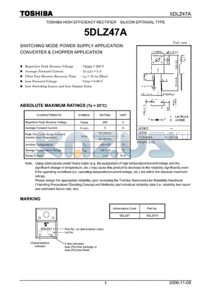 5DLZ47A datasheet - SWITCHING MODE POWER SUPPLY APPLICATION