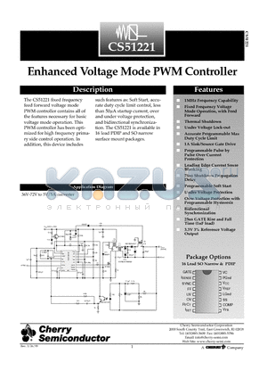 CS51221EN16 datasheet - Enhanced Voltage Mode PWM Controller