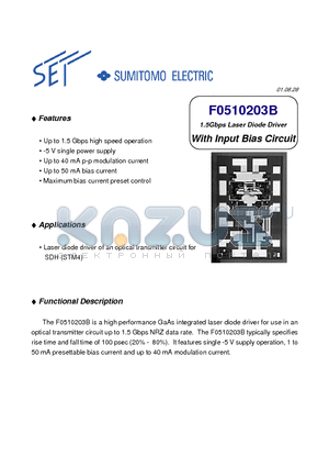 F0510203B datasheet - 1.5Gbps Laser Diode Driver With Input Bias Circuit