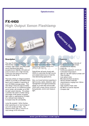 FX-4402 datasheet - High Output Xenon Flashlamp