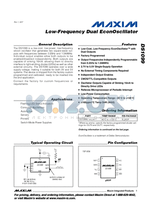 DS1099U datasheet - Low-Frequency Dual EconOscillator