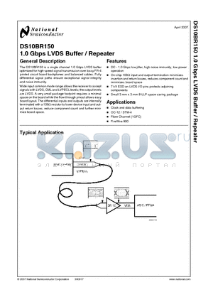 DS10BR150 datasheet - 1.0 Gbps LVDS Buffer / Repeater