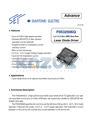 F0532506Q datasheet - 3.3 V 2.5 Gb/s NRZ Data Rate Laser Diode Driver