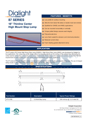 87121RB datasheet - 18 Thinline Center High Mount Stop Lamp