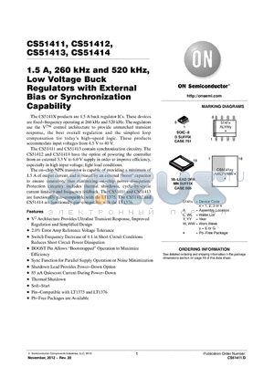 CS51411_12 datasheet - 1.5 A, 260 kHz and 520 kHz Low Voltage Buck Regulators with External Bias or Synchronization Capability