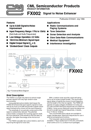 FX002DW datasheet - Signal to Noise Enhancer