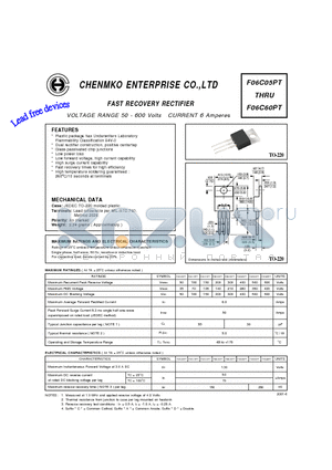 F06C10PT datasheet - FAST RECOVERY RECTIFIER
