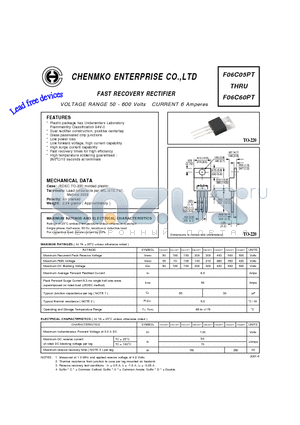 F06C40PT datasheet - FAST RECOVERY RECTIFIER