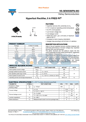 5EWX06FNTRL-M3 datasheet - Hyperfast Rectifier, 5 A FRED Pt^