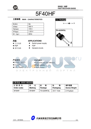 5F40HF datasheet - FAST RECOVER DIODE