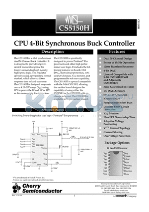 CS5150H datasheet - CPU 4-Bit Synchronous Buck Controller