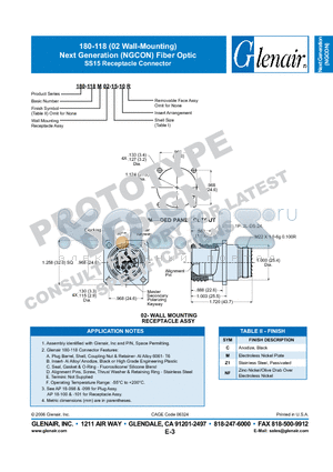 180-118C02-15-10R datasheet - Fiber Optic SS15 Receptacle Connector