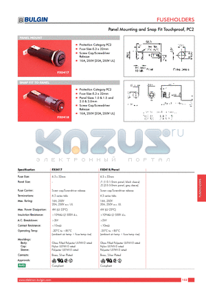 FX0417 datasheet - Panel Mounting and Snap Fit Touchproof, PC2