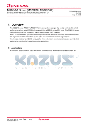 32C86 datasheet - SINGLE-CHIP 16/32-BIT CMOS MICROCOMPUTER