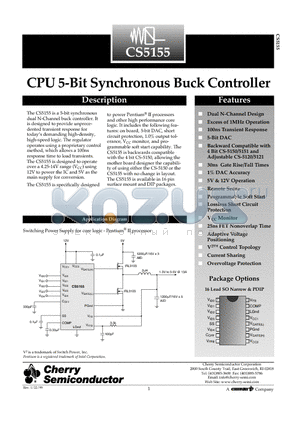 CS5155 datasheet - CPU 5-Bit Synchronous Buck Controller