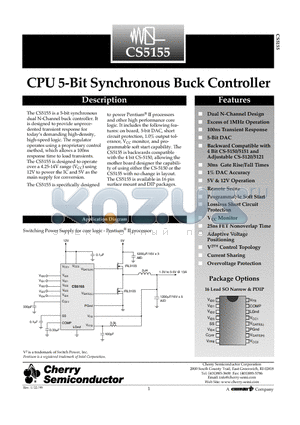 CS5155GDR16 datasheet - CPU 5-Bit Synchronous Buck Controller