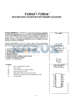 F10010 datasheet - BCD DECADE COUNTER/4-BIT BINARY COUNTER