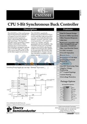 CS5155H datasheet - CPU 5-Bit Synchronous Buck Controller