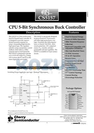 CS5157 datasheet - CPU 5-Bit Synchronous Buck Controller