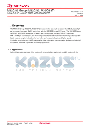 32C83 datasheet - SINGLE-CHIP 16/32-BIT CMOS MICROCOMPUTER