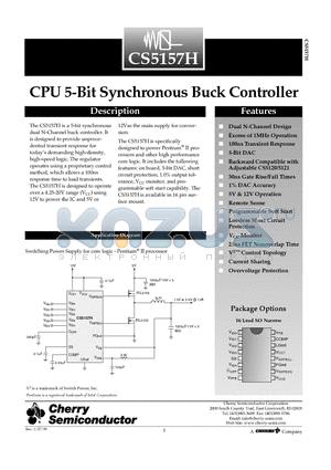 CS5157HGD16 datasheet - CPU 5-Bit Synchronous Buck Controller