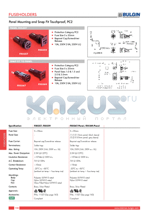 FX0359 datasheet - Panel Mounting and Snap Fit Touchproof, PC2