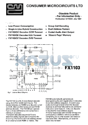 FX1103 datasheet - LOW POWER CONSUMPTION