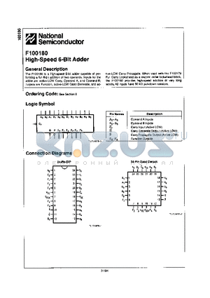 F100180 datasheet - HIGH-SPEED 6-BIT ADDER