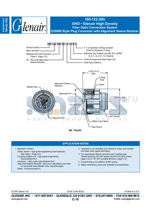 180-122XW06-11-16C datasheet - Fiber Optic Connection System