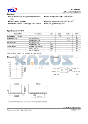 FX166008C datasheet - VDSL Filter Solutions