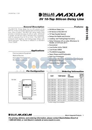 DS1110LE-250 datasheet - 3V 10-Tap Silicon Delay Line