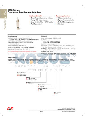 8732S1HZBE datasheet - Overtravel Pushbutton Switches