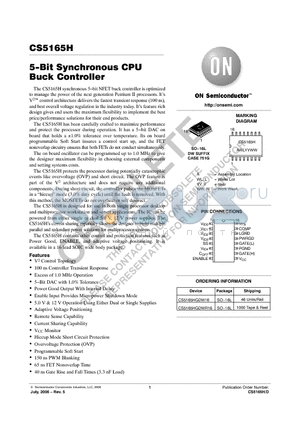 CS5165H datasheet - 5−Bit Synchronous CPU Buck Controller