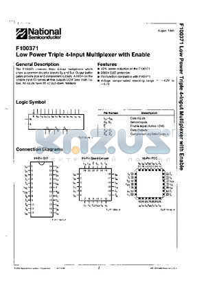 F100371D datasheet - Low Power Triple 4-Input Multiplexer with Enable