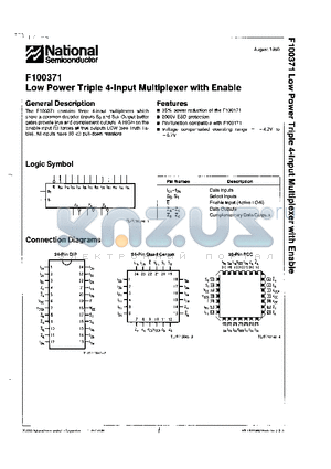 F100371F datasheet - Low Power Triple 4-Input Multiplexer with Enable
