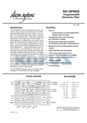 32F8030-CL datasheet - Programmable Electronic Filter