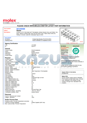 87340-0686 datasheet - 2.00mm (.079) Pitch Milli-Grid Receptacle, Surface Mount (Very Low Profile), Top Entry, without Locating Pegs, with Pick-and-Place Cap