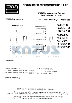 FX202K datasheet - SMALL PHYSICAL SIZE