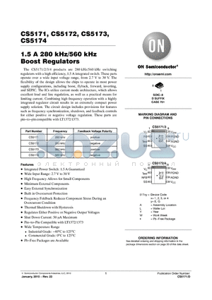 CS5171_10 datasheet - 1.5 A 280 kHz/560 kHz Boost Regulators