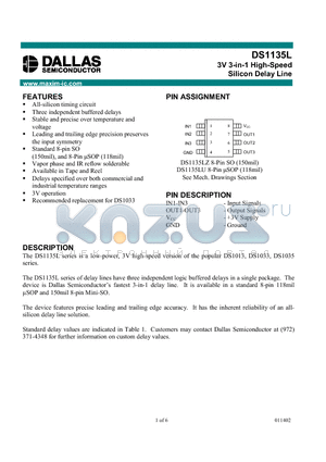 DS1135L datasheet - 3V 3-in-1 High-Speed Silicon Delay Line