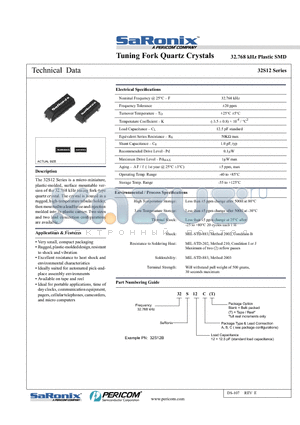 32S12 datasheet - Tuning Fork Quartz Crystal 32.768 kHz Plastic SMD