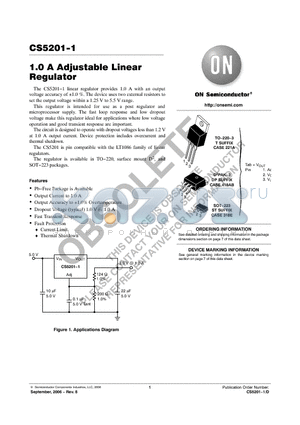 CS5201-1GST3 datasheet - 1.0 A Adjustable Linear Regulator