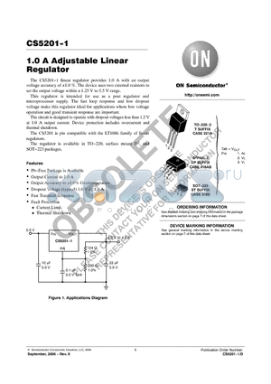 CS5201-1GDPR3 datasheet - 1.0 A Adjustable Linear Regulator