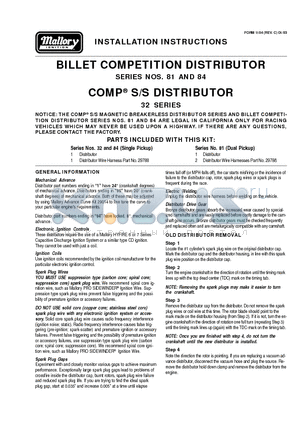 32SERIES datasheet - BILLET COMPETITION DISTRIBUTOR