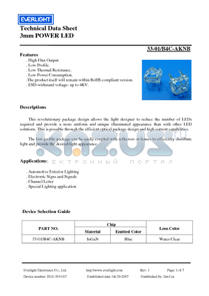 33-01-B4C-AKNB datasheet - 3mm POWER LED