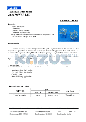 33-01-G4C-ARTB datasheet - 3mm POWER LED